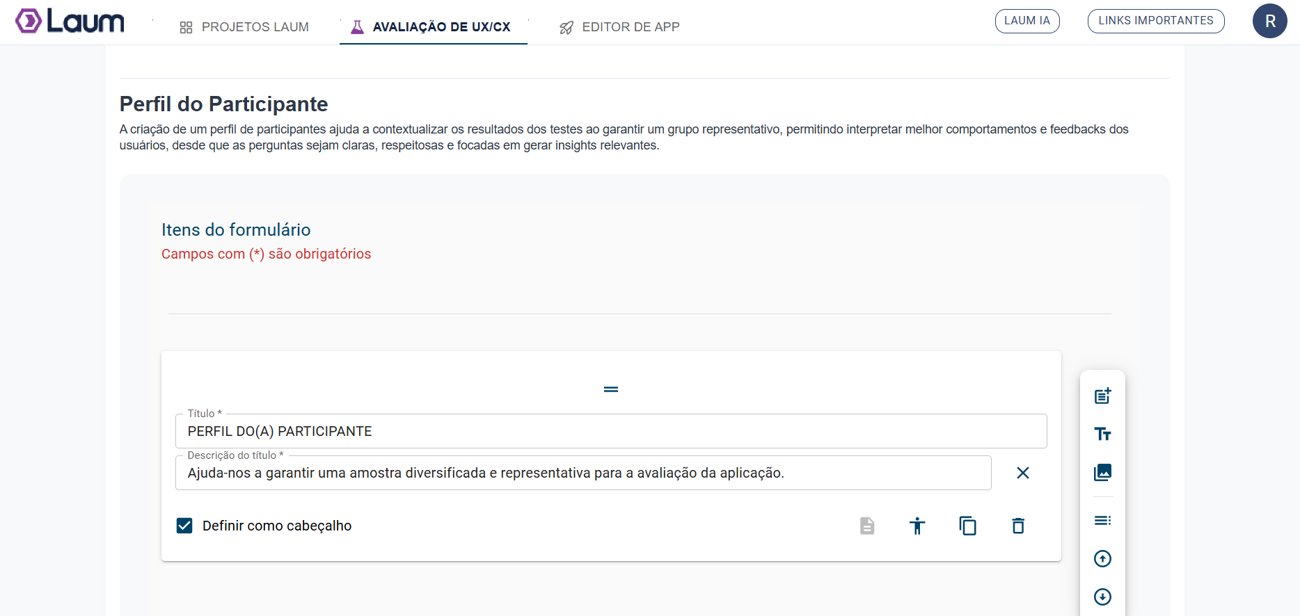 perfil do participante